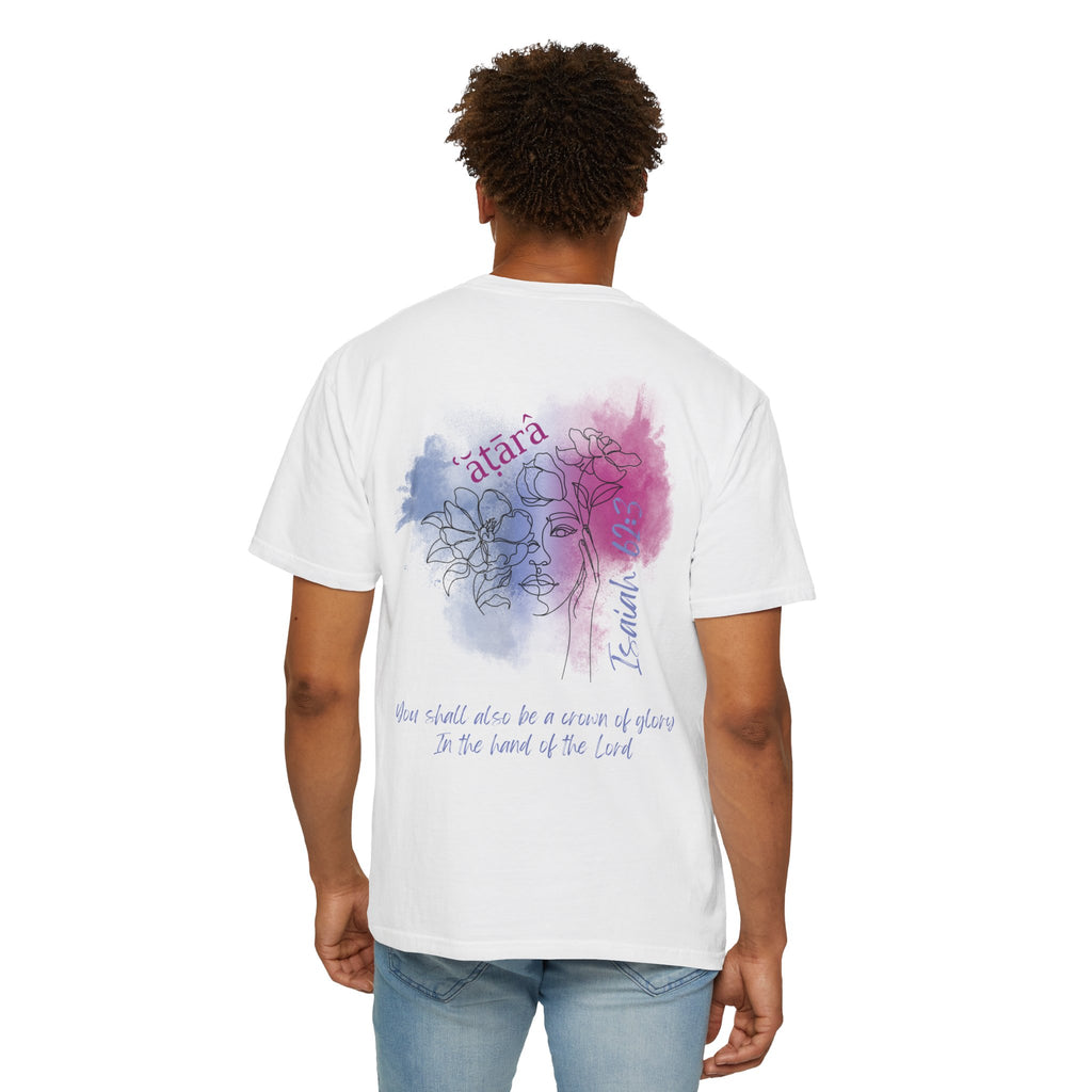 Isaiah 62:3 T-Shirt — Hebrew Scripture Floral Back Art Christian Tee