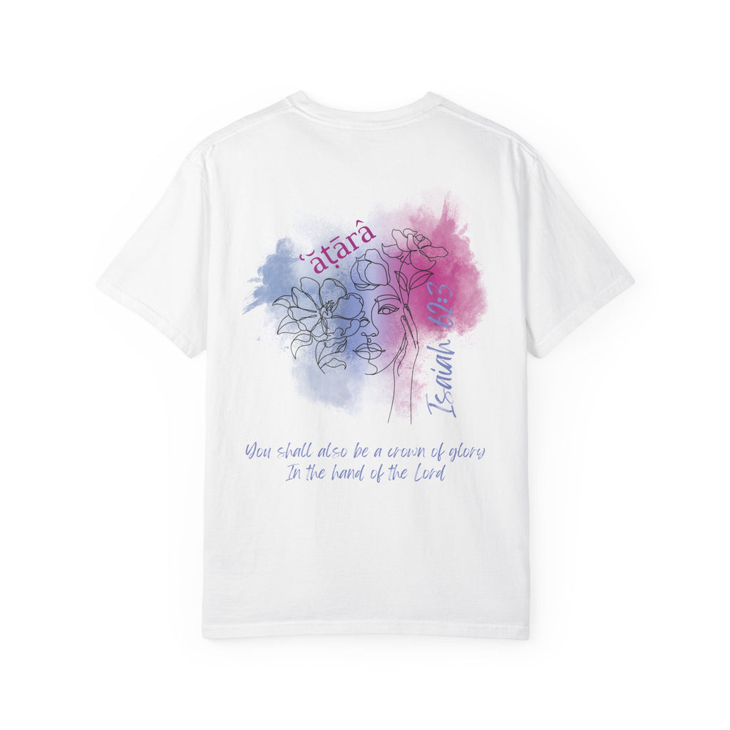 Isaiah 62:3 T-Shirt — Hebrew Scripture Floral Back Art Christian Tee