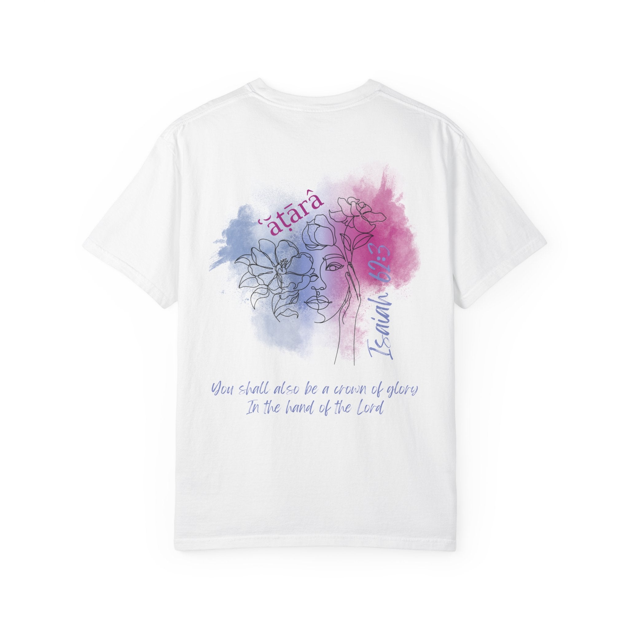 Isaiah 62:3 T-Shirt — Hebrew Scripture Floral Back Art Christian Tee