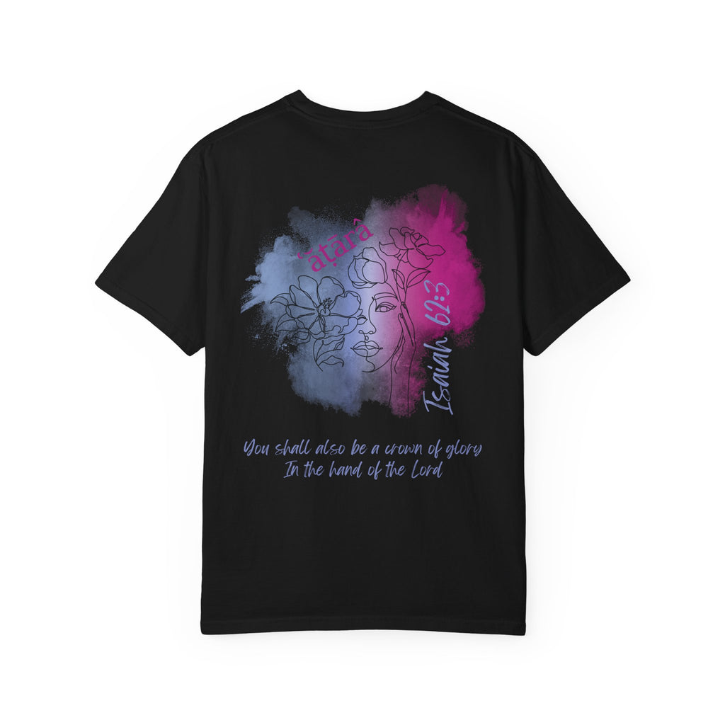 Isaiah 62:3 T-Shirt — Hebrew Scripture Floral Back Art Christian Tee