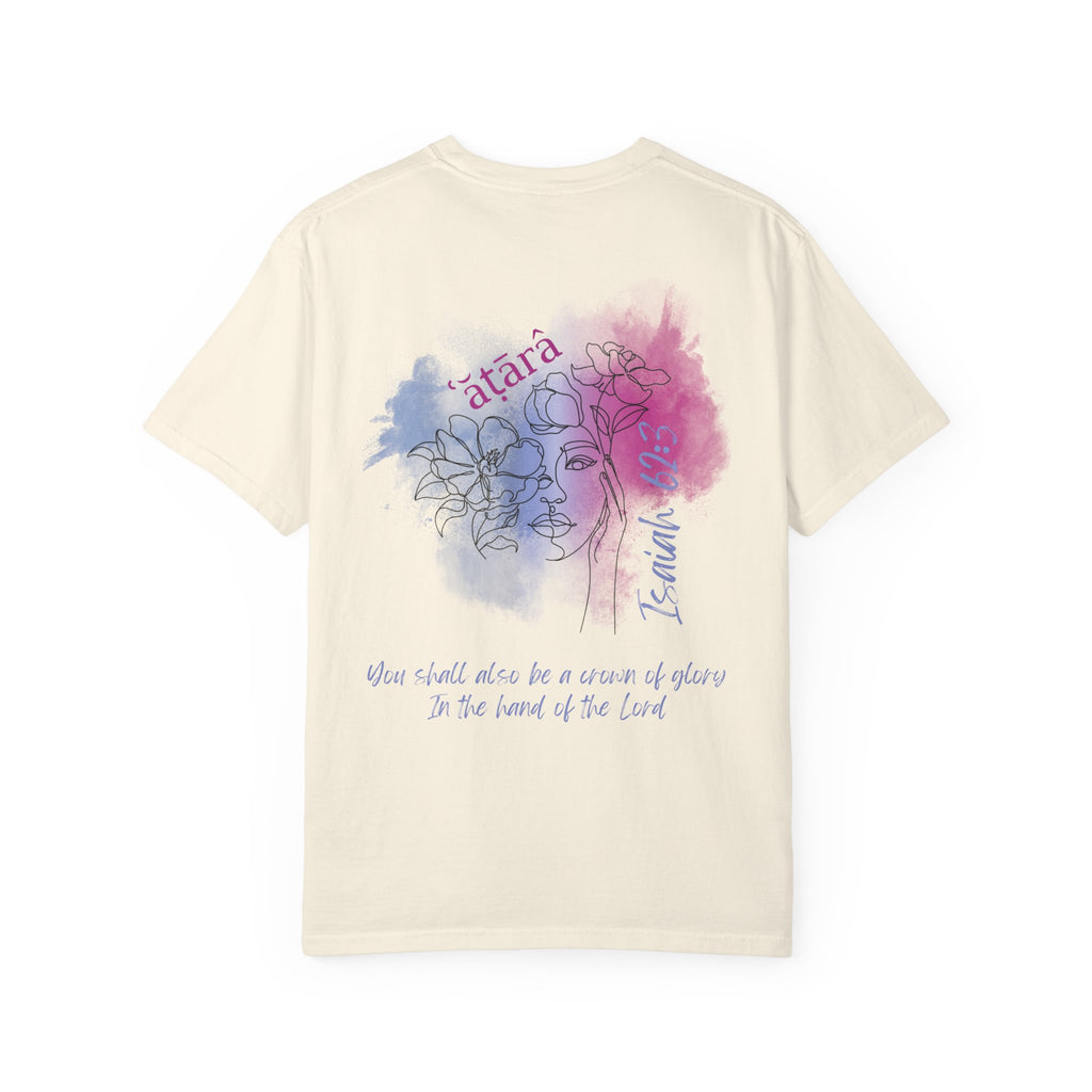 Isaiah 62:3 T-Shirt — Hebrew Scripture Floral Back Art Christian Tee