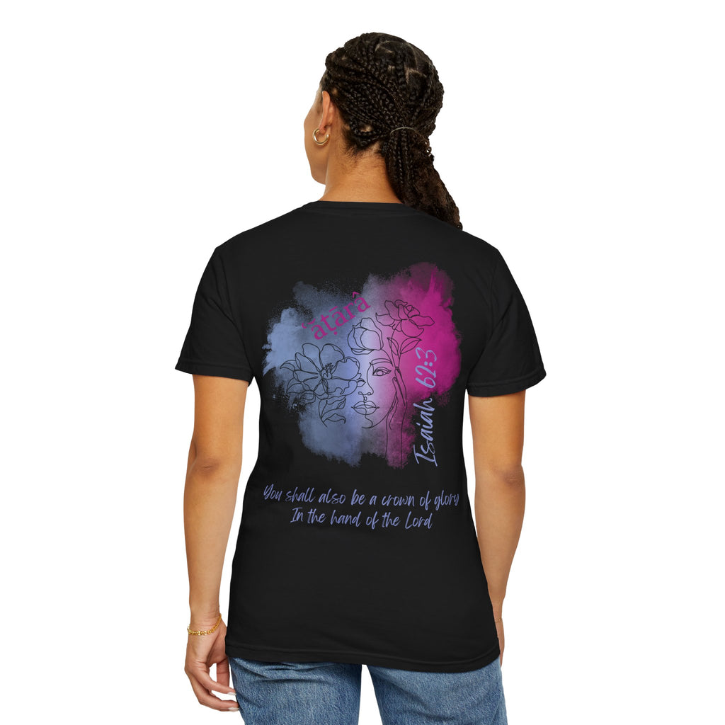 Isaiah 62:3 T-Shirt — Hebrew Scripture Floral Back Art Christian Tee